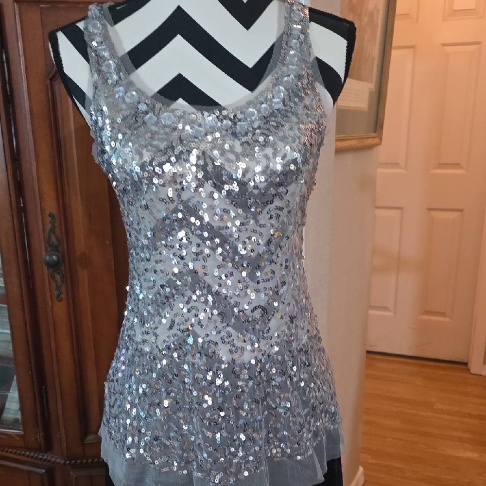 Lipstick Boutique Silver Sequin Tank Top